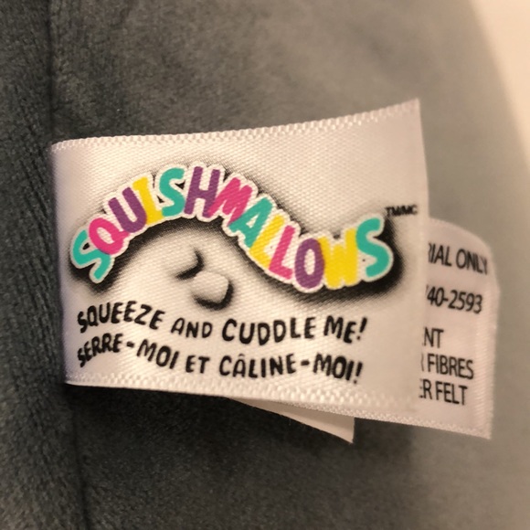 Squshmallows Cat Gray Cream Pink Embroidered nose Dark Gray detail Tail Excellen - Picture 7 of 8